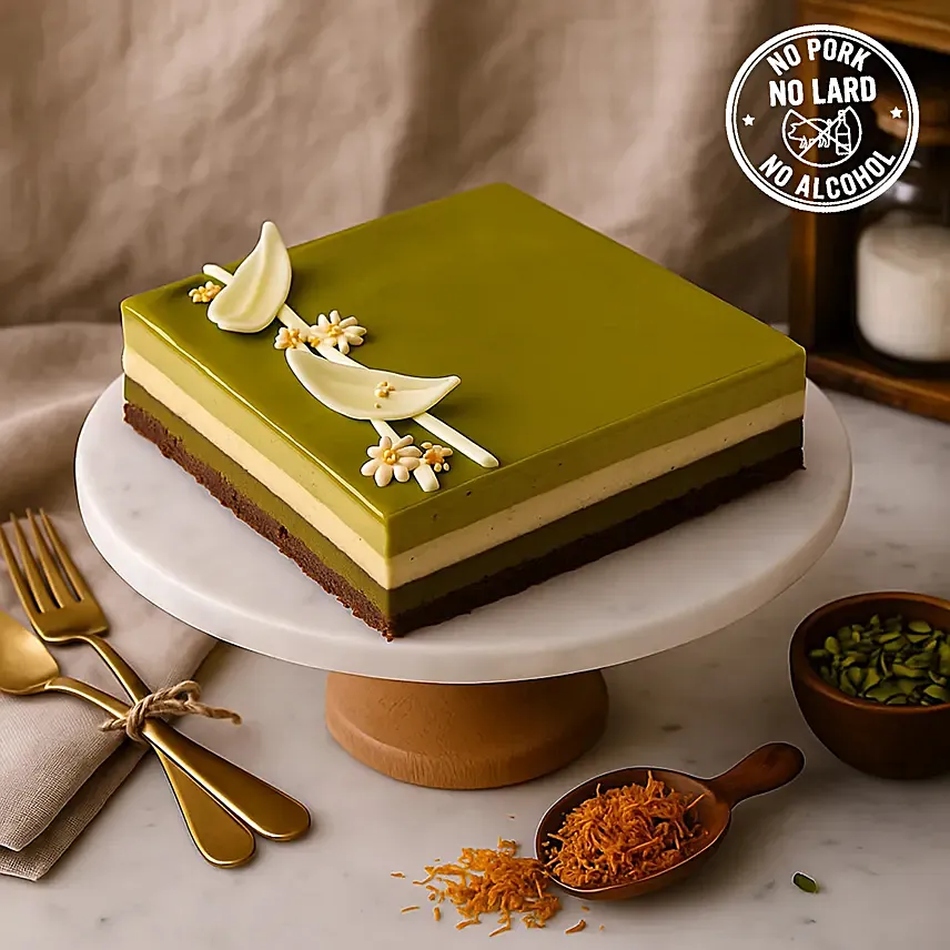 Delicious Dubai Chocolate Pistachio Luxe Cake: Muslim-Friendly Cakes