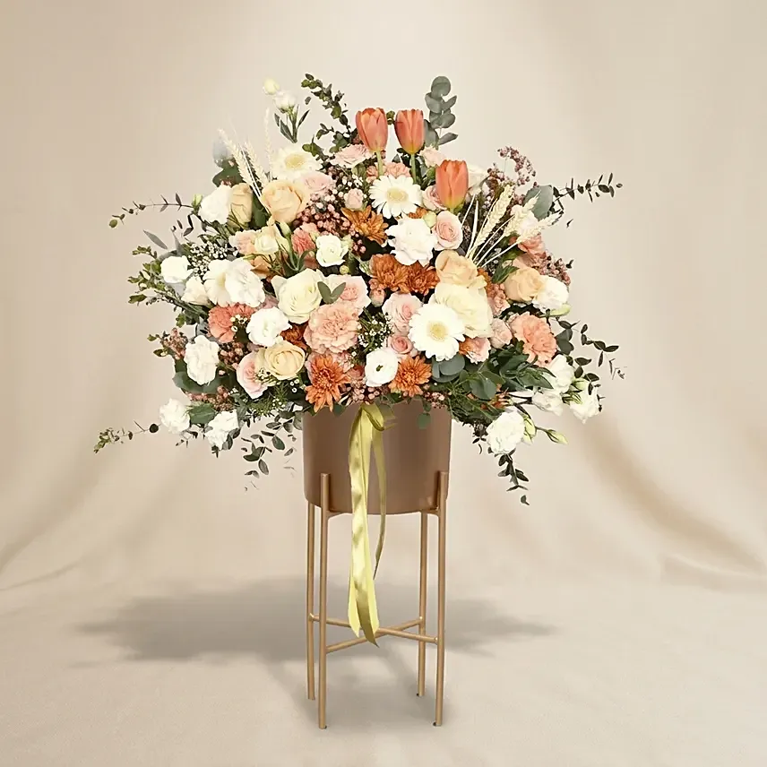 Sunset Serenity: Congratulatory Flower Stands