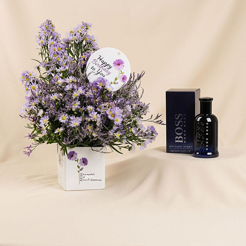 Birthday Flower with Boss Perfume for Him: Perfumes for Him