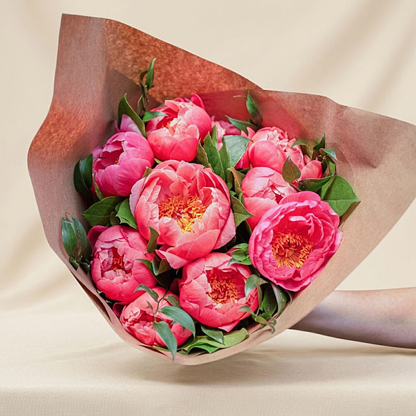 Classique Coral Peonies Bunch: 
