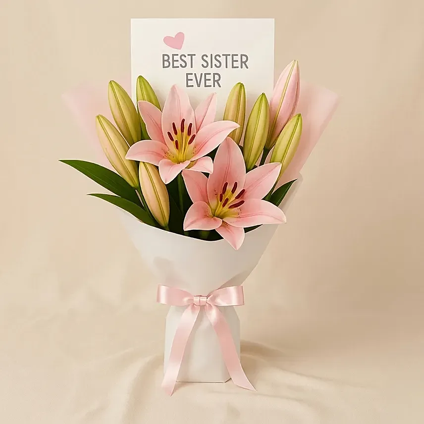 Best Sister Ever Lily Hand Bouquet: Gifts For Sister