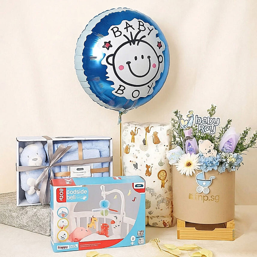 Its a Baby Boy Flowers Arrangment giftset: Newborn Flowers