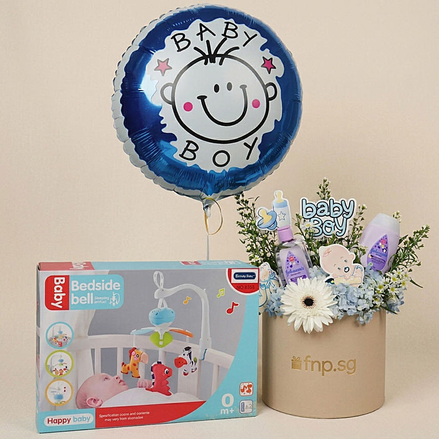 Its a Baby Boy Flowers giftset with Balloon: Balloon Flower Bouquet