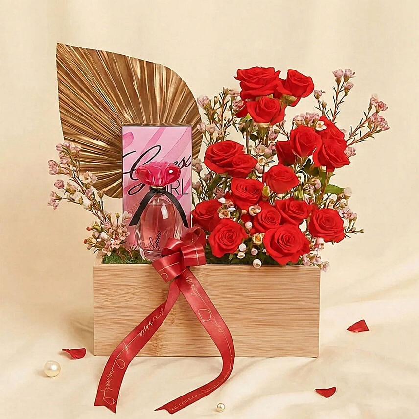 Guess Girl Perfume and Red Roses Gift Basket: 520 Gifts & Flowers