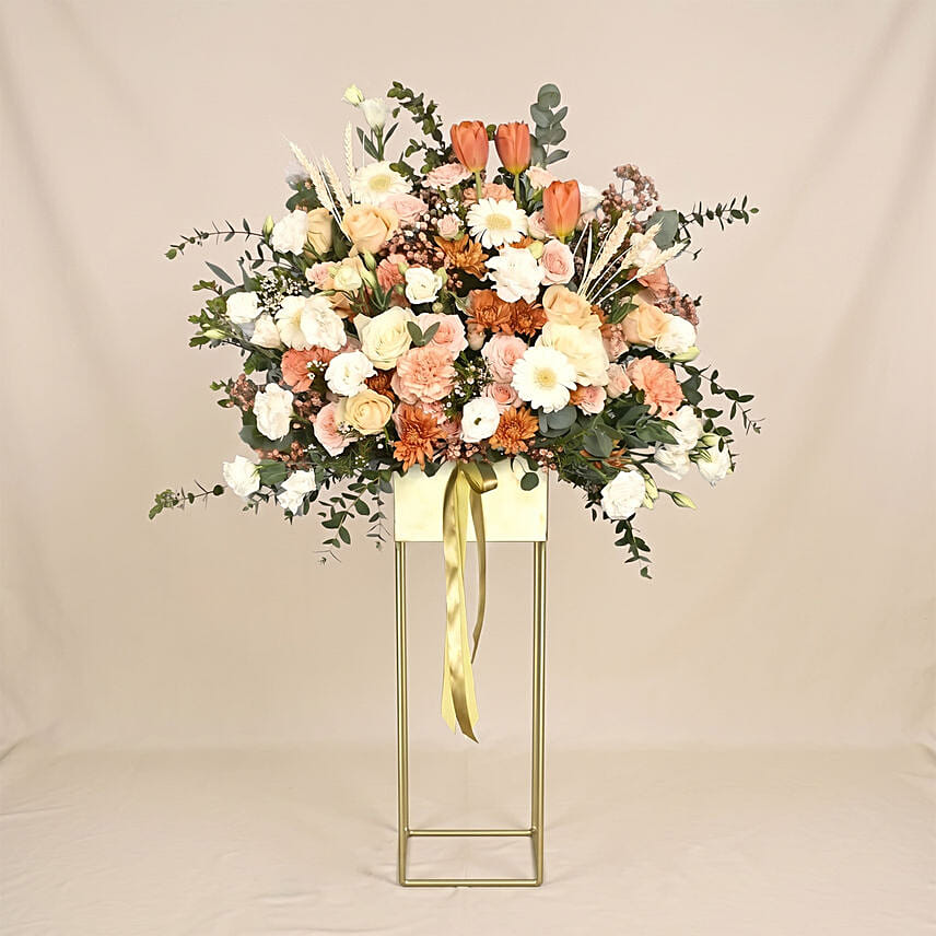 Sunset Serenity: Congratulatory Flower Stands