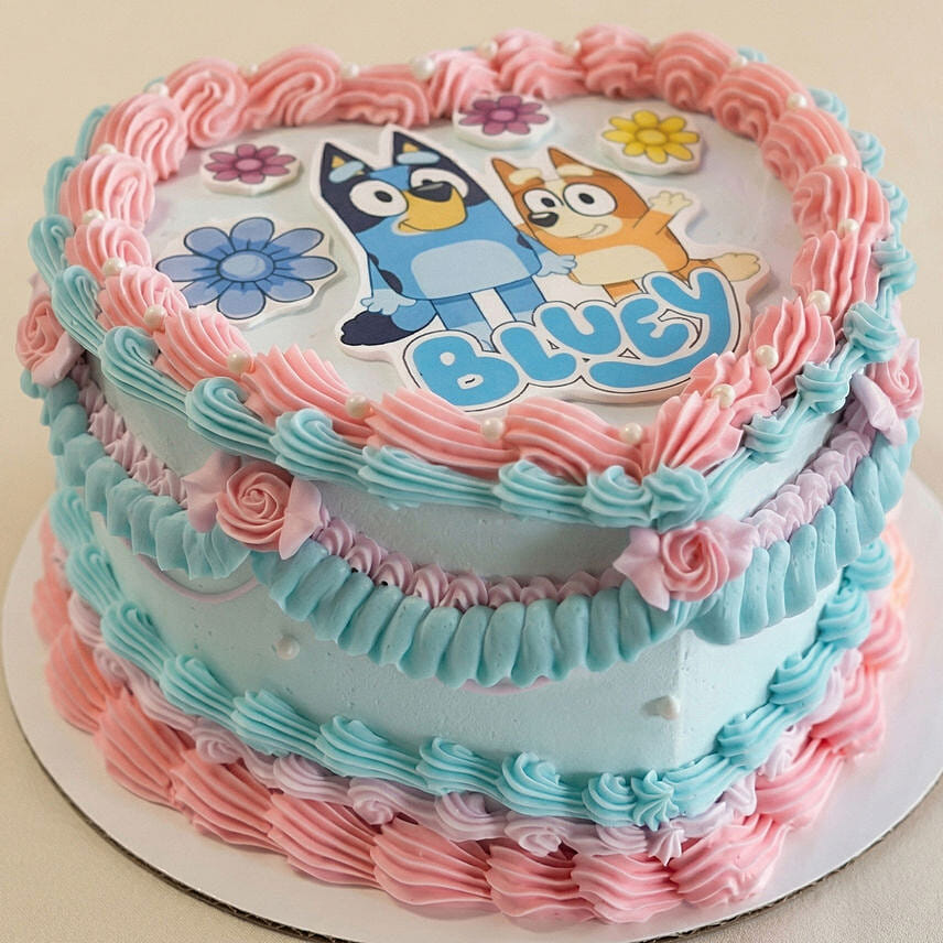 Bluey Themed Heart Shape Cake Delivery in Singapore - FNP SG