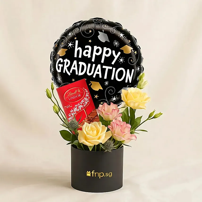 Chocolate n Graduation Rose Box: Graduation Bouquet