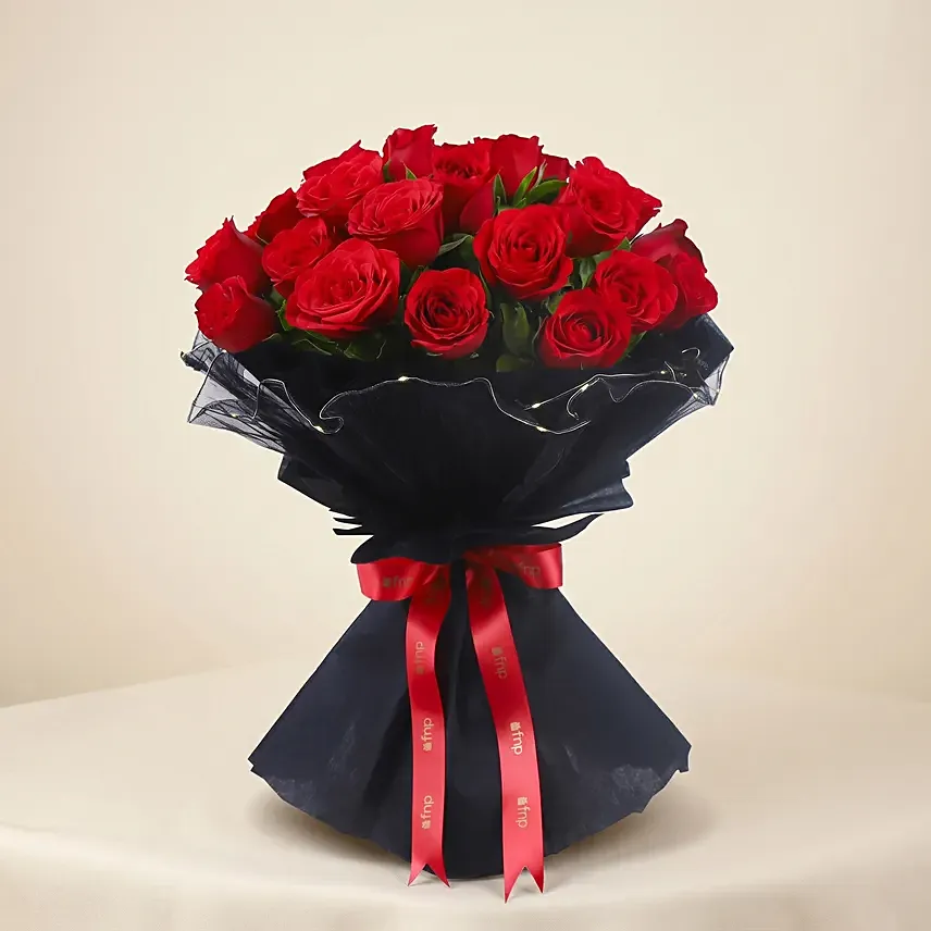 LED Elegance Rose Embrace Hand Bouquet: Engagement Flower Bouquets