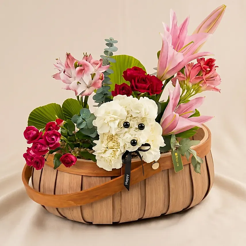 Cute Dog Face Flower Arrangement: 