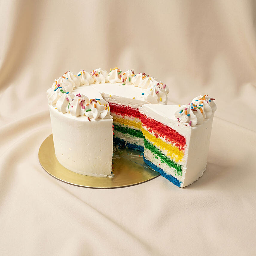 Eggless Rainbow Sponge Vanilla Cake 750 gram: Rainbow Cakes