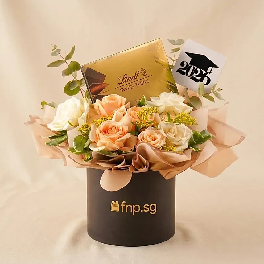 Premium Lindt Swiss Chocolate & Flowers 2026 Graduate Gift Box: Graduation Gift Sets