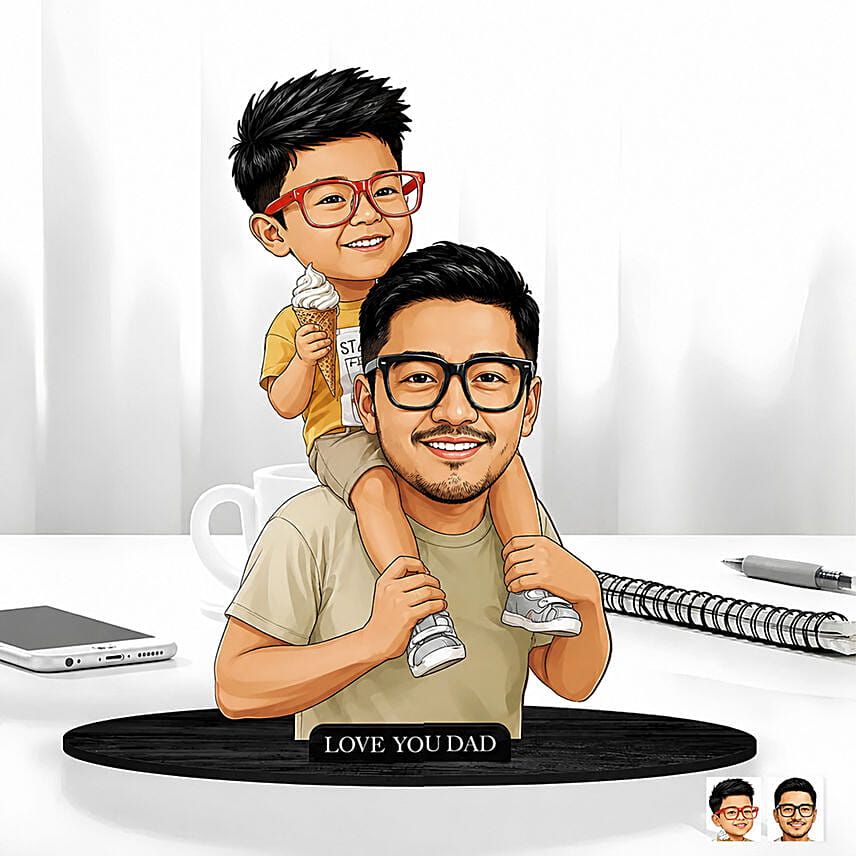 Personalised Caricature For Dad and Son: Father's Day Personalised Gifts