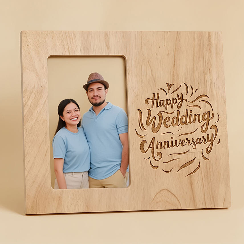 Personalised Wedding Anniversary Engraved Wooden Frame: Personalised Photo Frames