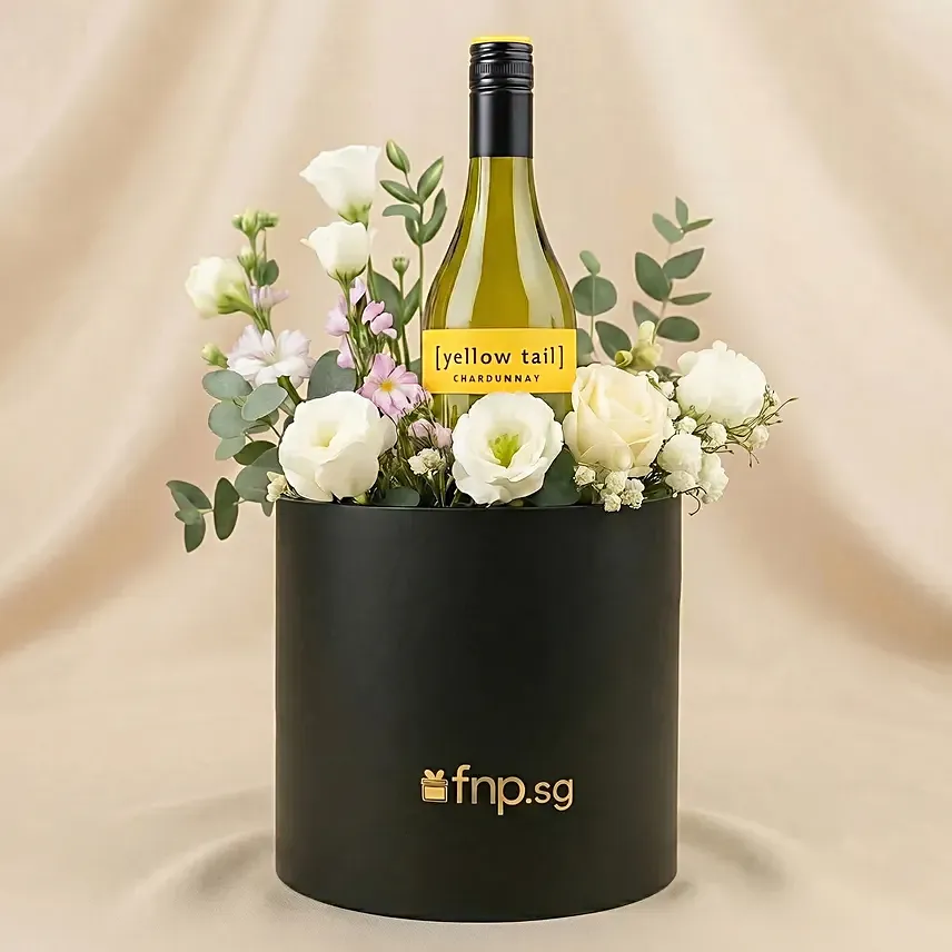 Elegant Wine & Floral Gift Arrangement: 