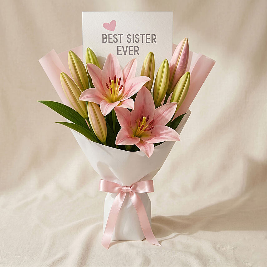 Best Sister Ever Lily Hand Bouquet: Gifts For Sister