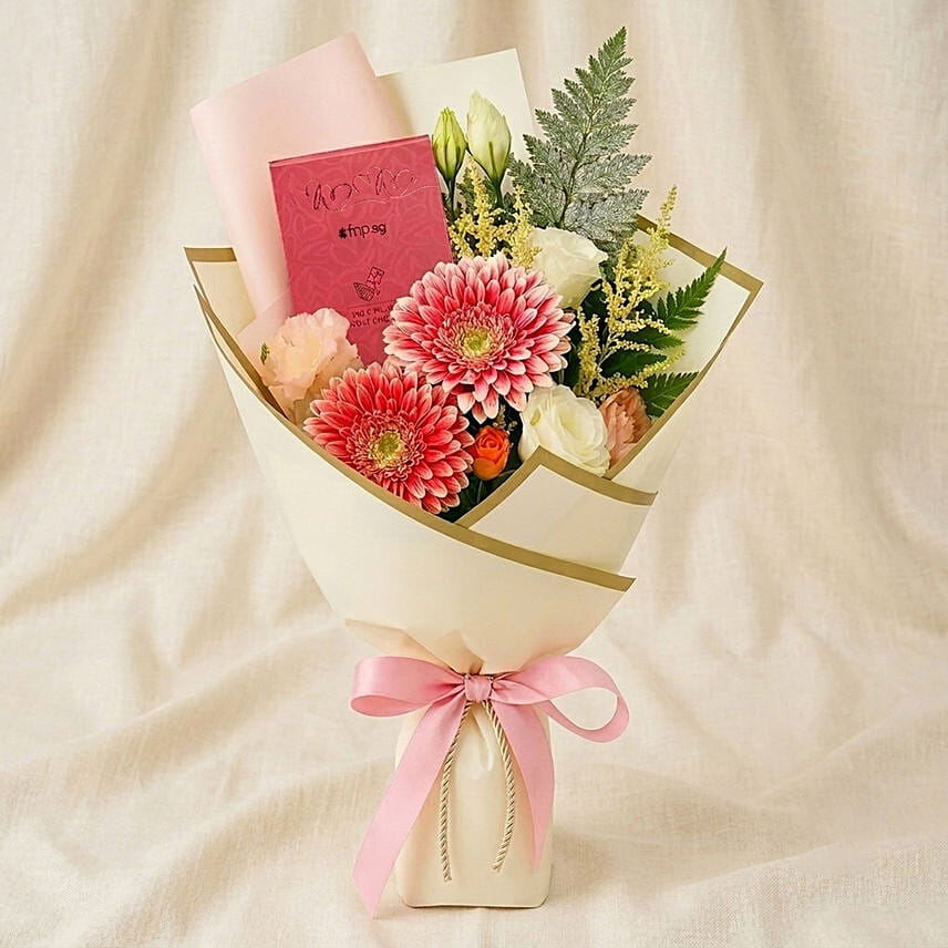Chocolate and Gerbera Bouquet: Flowers and Chocolates