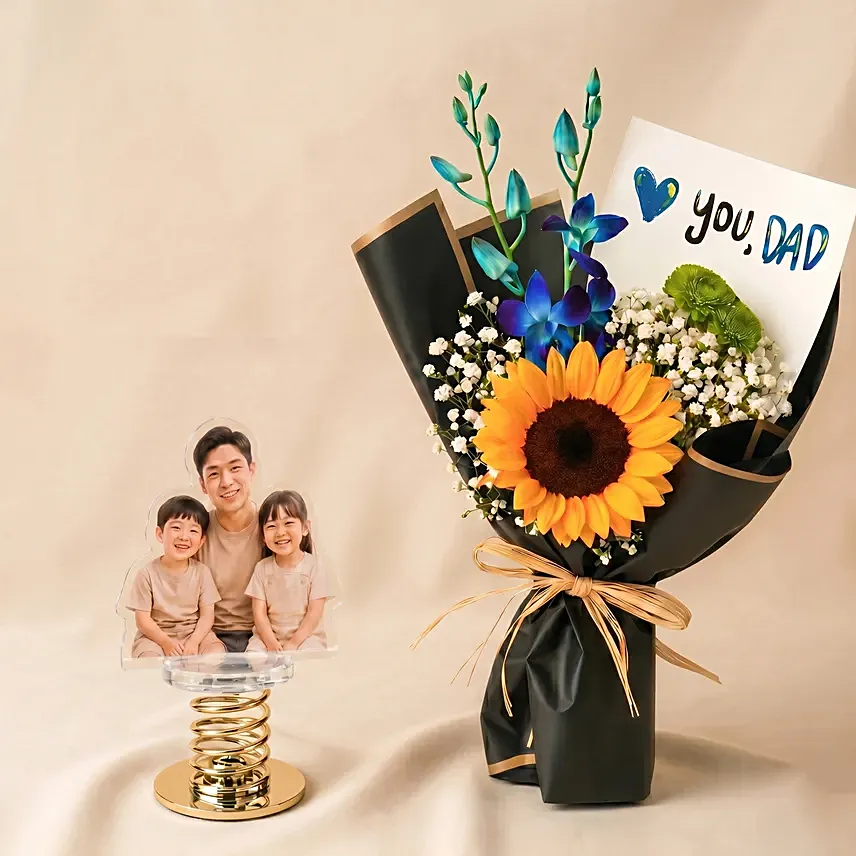 Personalised Car Bobble with Love you Dad Sunflower: Personalised Caricatures Gifts