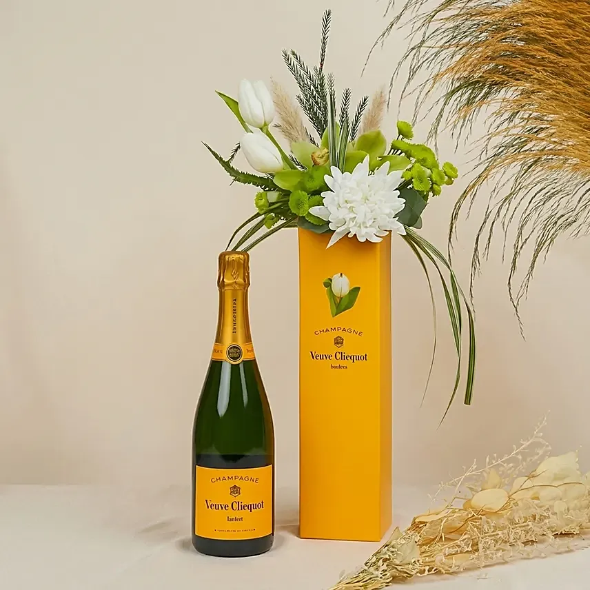 Luxury Flower Arrangement with Veuve Clicquot Champagne: Chinese New Year Flowers