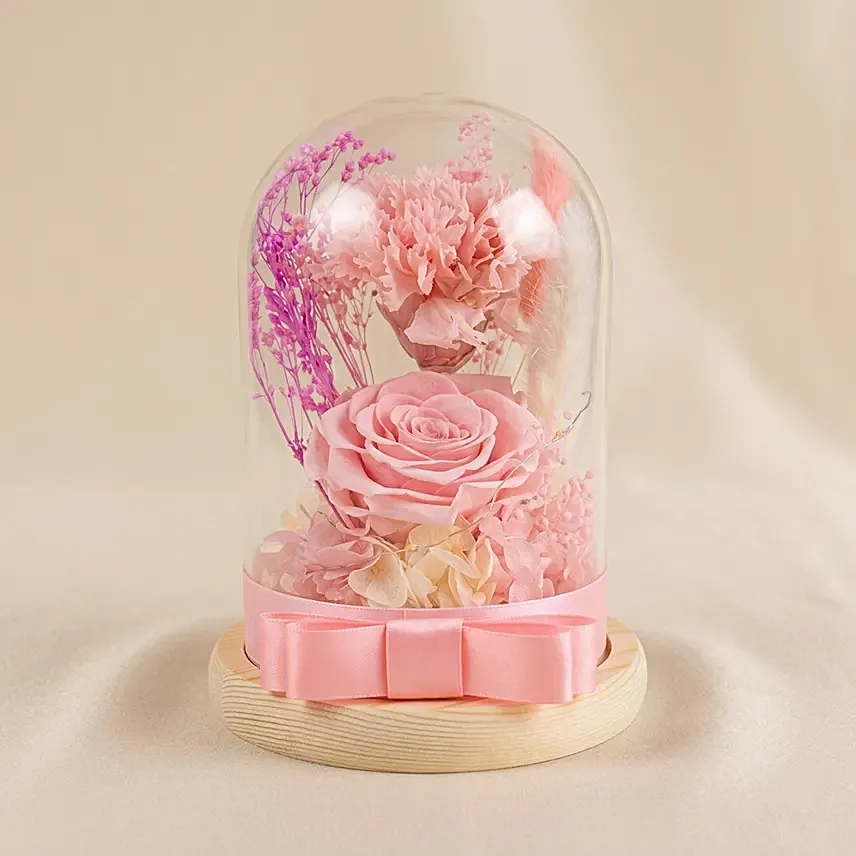 Pink Forever in Glass Dome: Last Minute Delivery Flowers