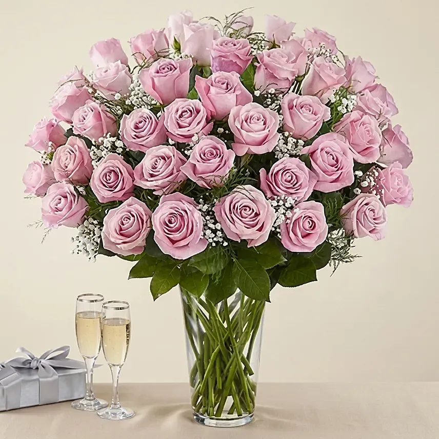 Bunch of 50 Gorgeous Pink Roses: Pink Flowers