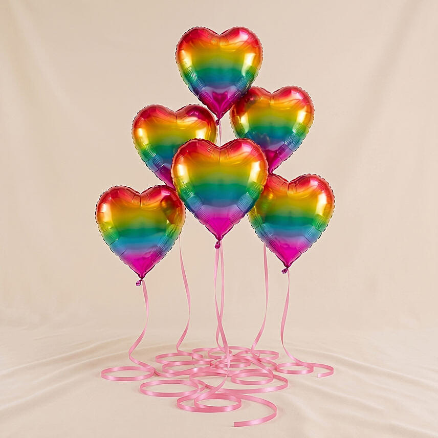 Vibrant Rainbow Heart Balloon Set: Thank You Gifts Singapore