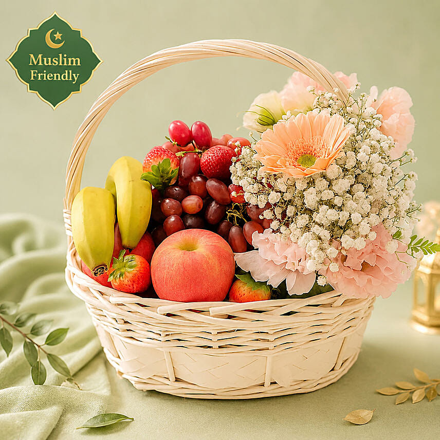 Flowers n Fruit Harmony Basket: 