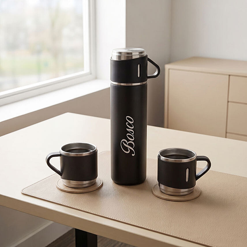 Personalised Vacuum Flask Gift Set for Him: Mugs 