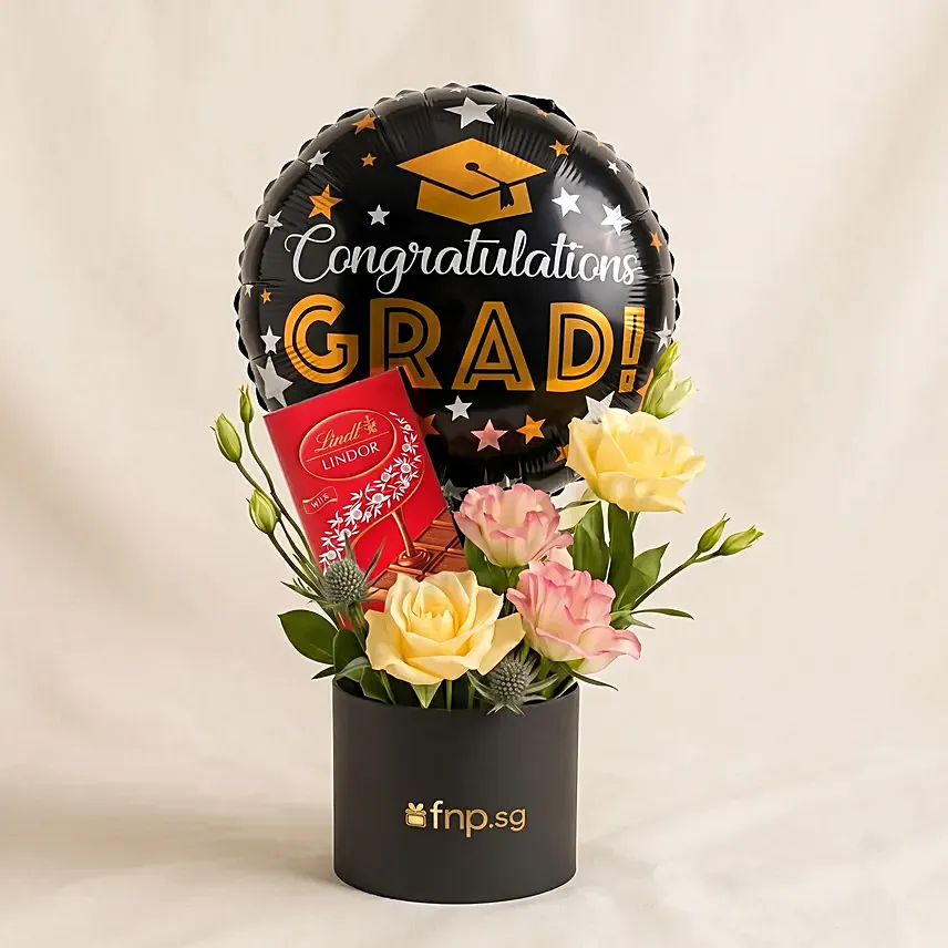 Chocolate n Graduation Rose Box: Graduation Bouquet
