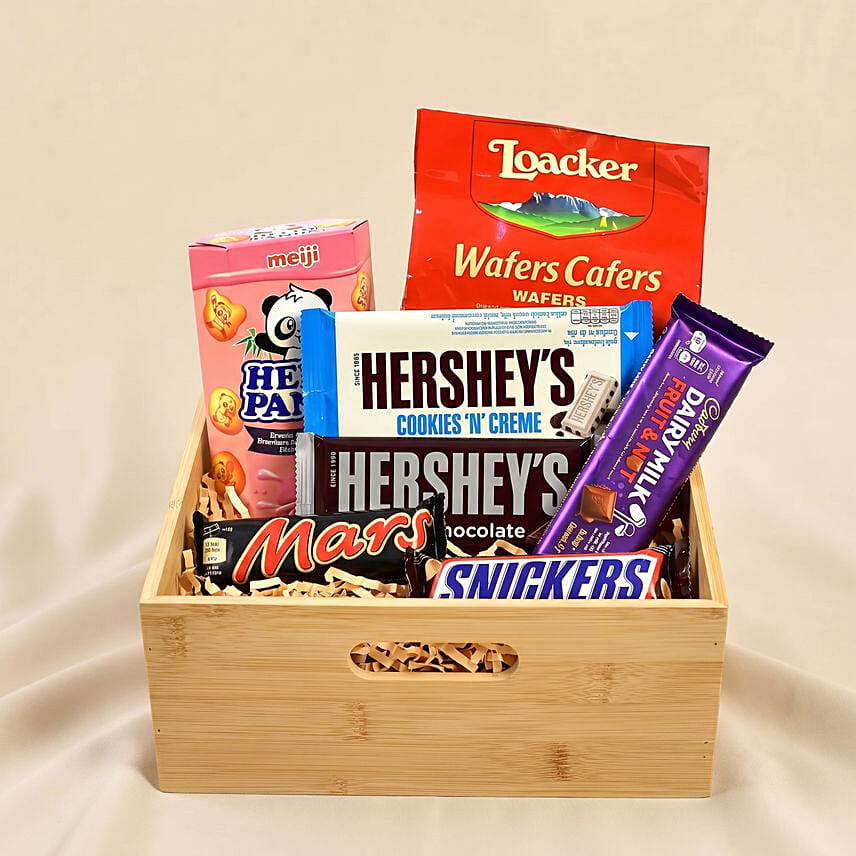 Choco Load Wooden Basket: Chocolate Hampers Singapore