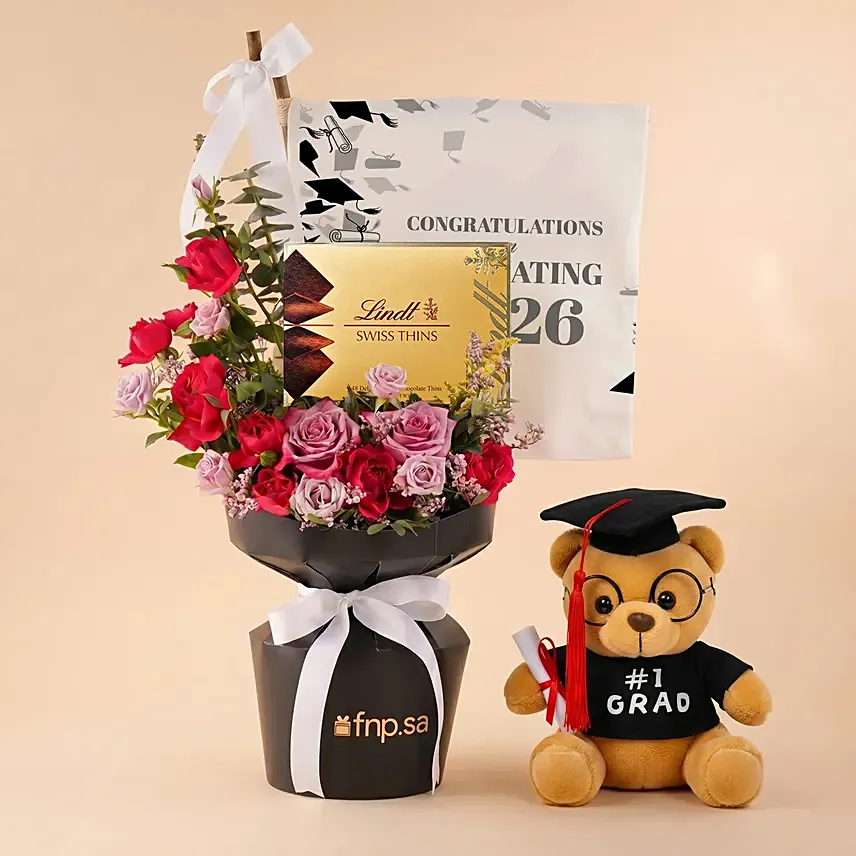 2026 Graduation Flowers, Bear & Chocolate Bundle: Soft Toys Singapore