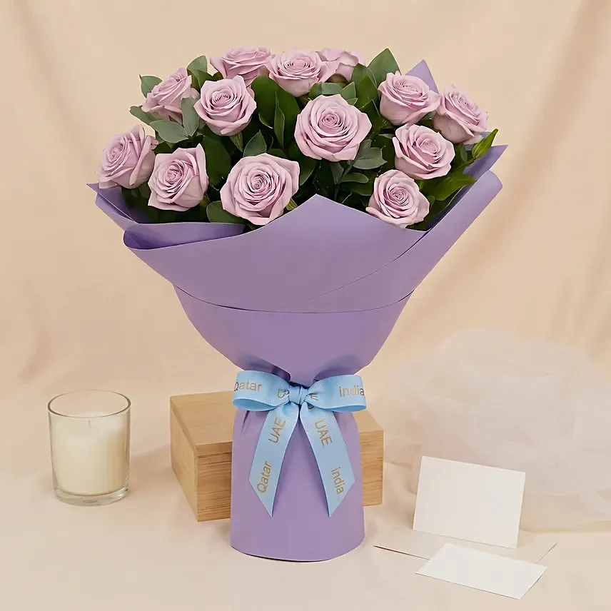Eternal 20 Purple Roses Bouquet: Purple Flowers