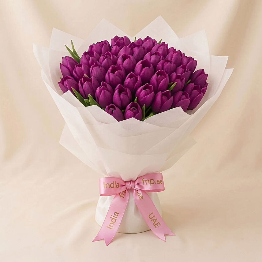 Purple Tulip Grand Bouquet: Housewarming Gifts