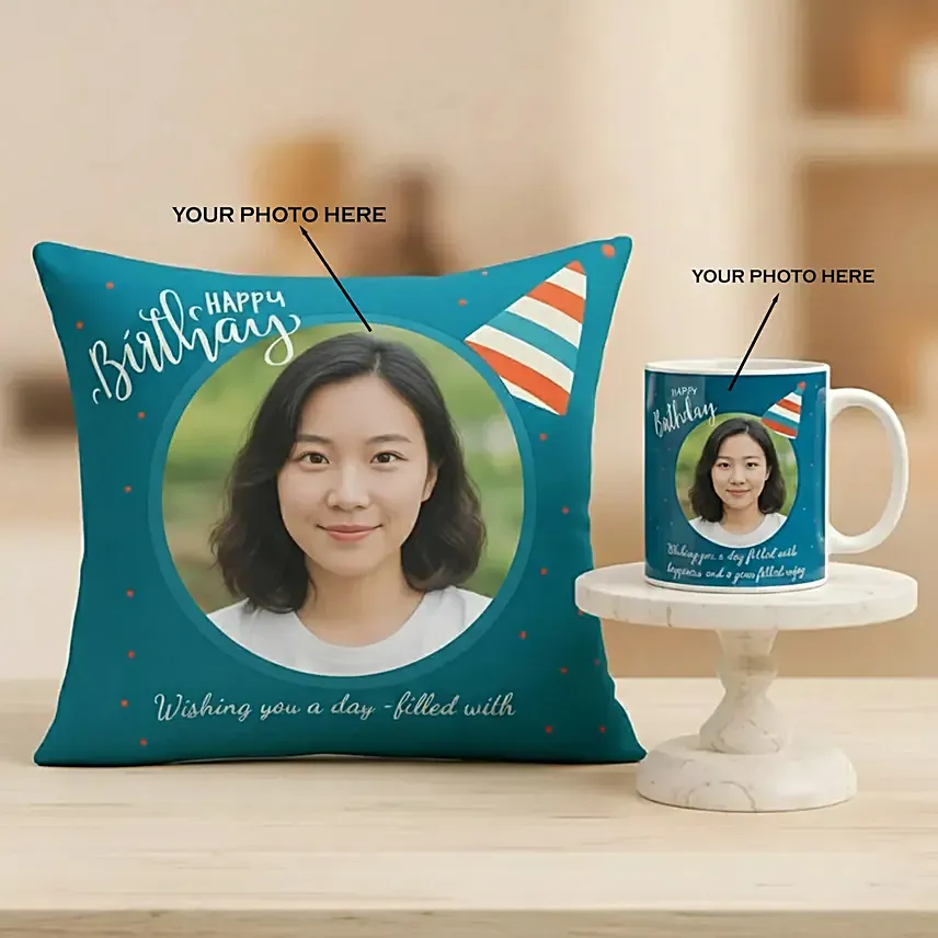 Personalised Photo Mug and Cushion Combo Custom Birthday Gift: 