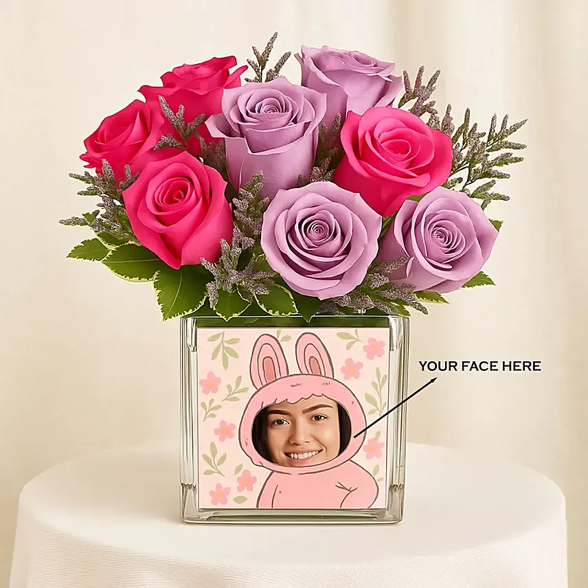 Labubu Personalised Face Flowers Vase: 