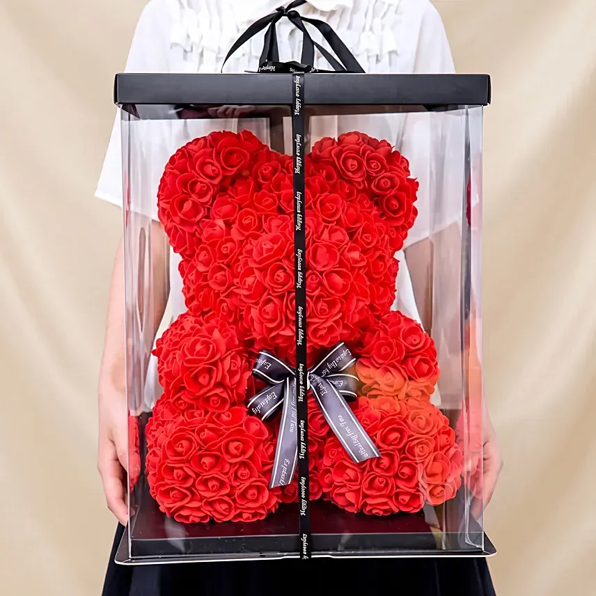 Artificial Roses Red Teddy Bear: 