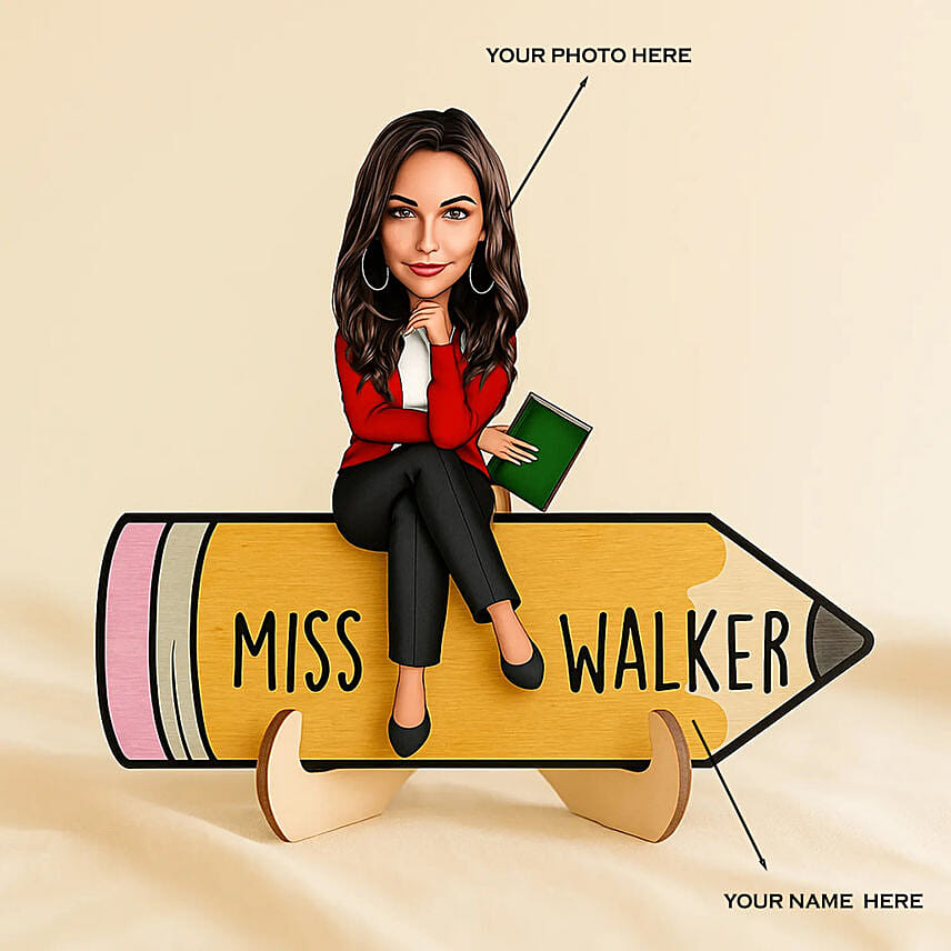 Best Teacher Caricature Female: Teachers Day Gifts