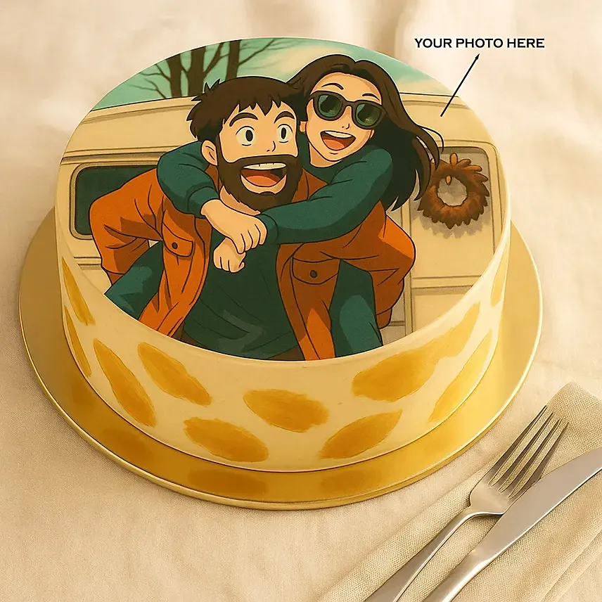 Personalise Your Ghibli Caramel Anniversary Photo Cake: Anniversary Cakes
