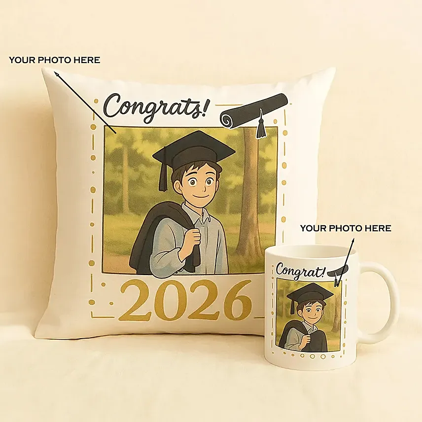 Personalise Your Ghibli Graduation Gift Set Mug And Cushion: 