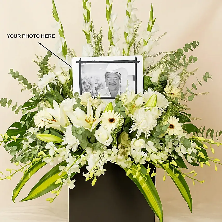 Personalised Frame Sympathy Grand Flower Stand: Gifts With Flowers