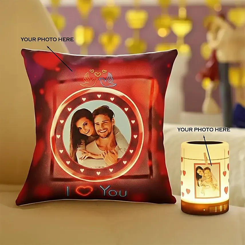 Personalised LED Cushion and Touch Lamp Portable Bluetooth Speaker: For Husband