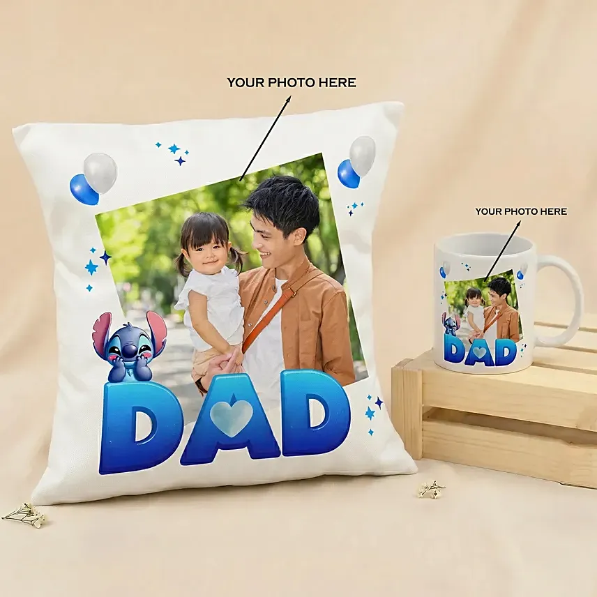 Personalised Lilo & Stitch Fathers Day Mug & Cushion: Personalised Mugs