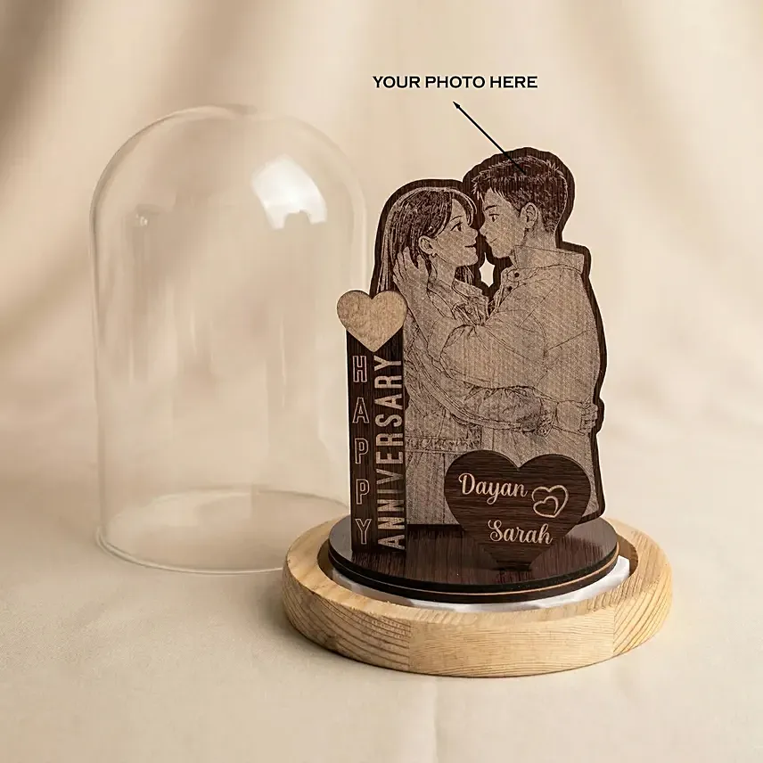 Romantic Couple Anniversary Dome: Personalised Caricatures