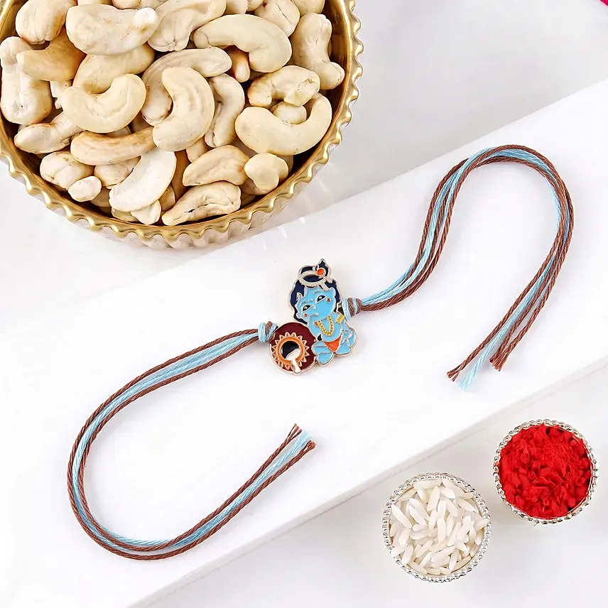 Kids Devotional Bal Krishna Rakhi with Cashews: Kids Rakhi