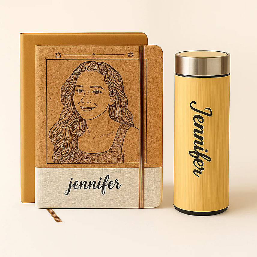 Engraved Notebook and Flask Combo: 