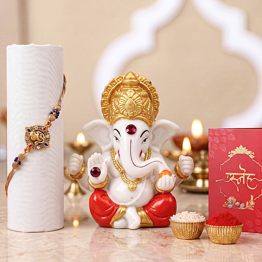Ganesha Idol and Rakhi Gift Set: Rakhi Combos