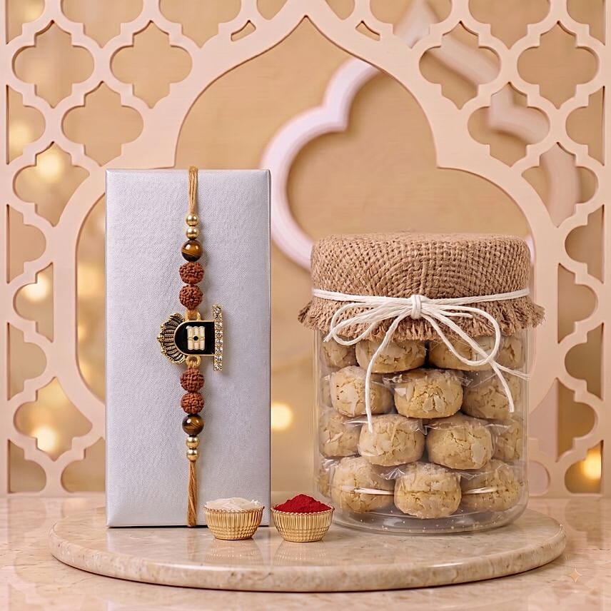 Devotional Shiva Rakhi with Almond Cookies: Cookies