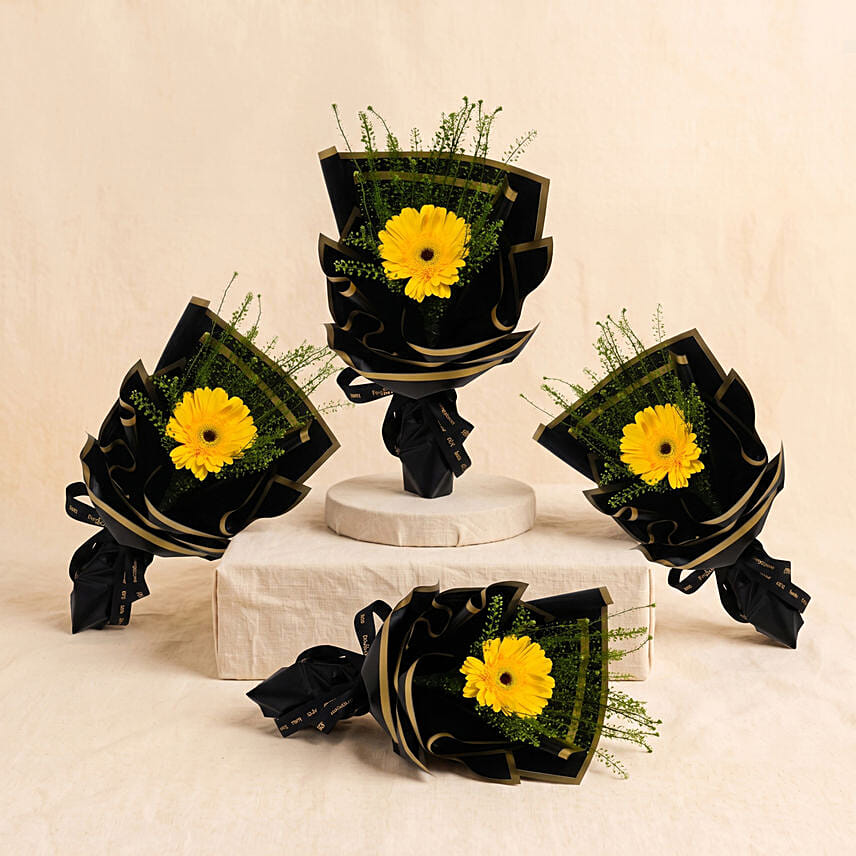 Gerberas Bouquet Set of 4 For Teacher's Day: Teachers Day Gifts