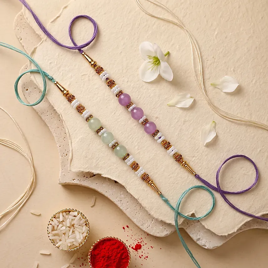 Sneh Nityam Creation Regular Ethnic Pearl Rakhi set of 2: Set Of-2 Rakhi