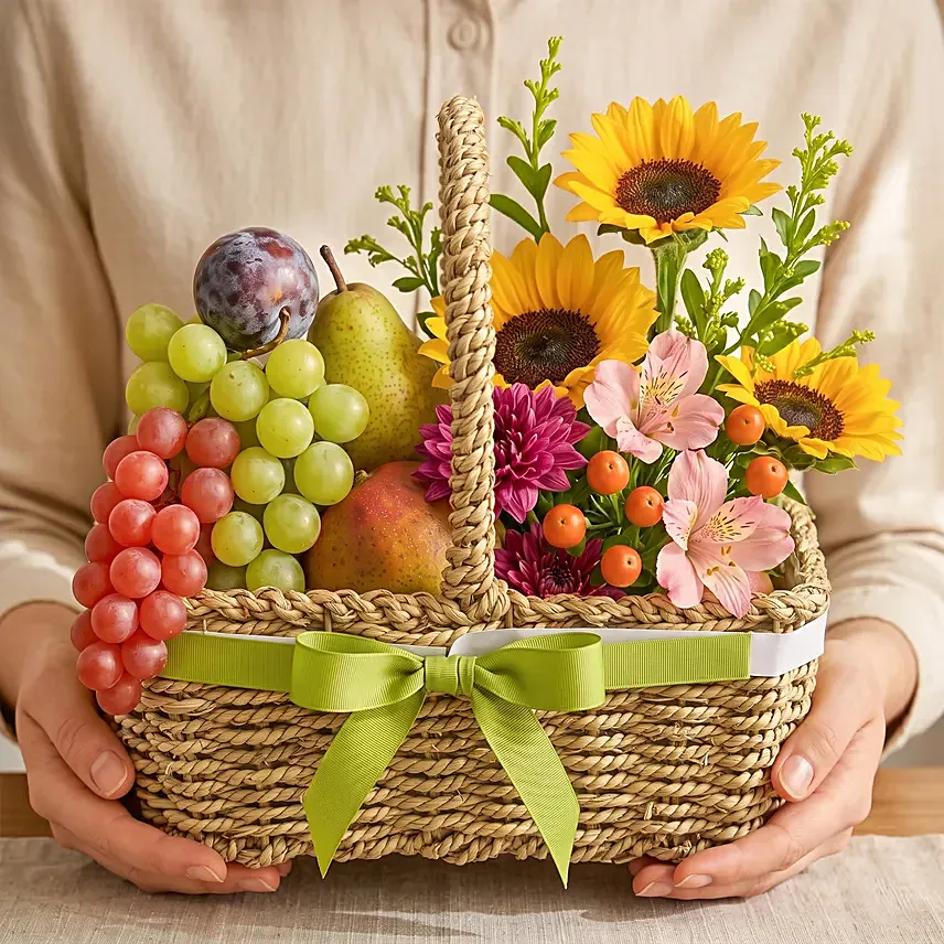 Mixed Flowers and Fruits Basket: Hampers Singapore