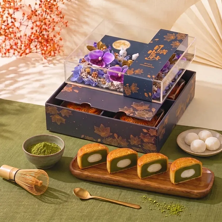 Lunar Blooms and Matcha Lotus with Mochi Mooncakes: Mid Autumn Gifts